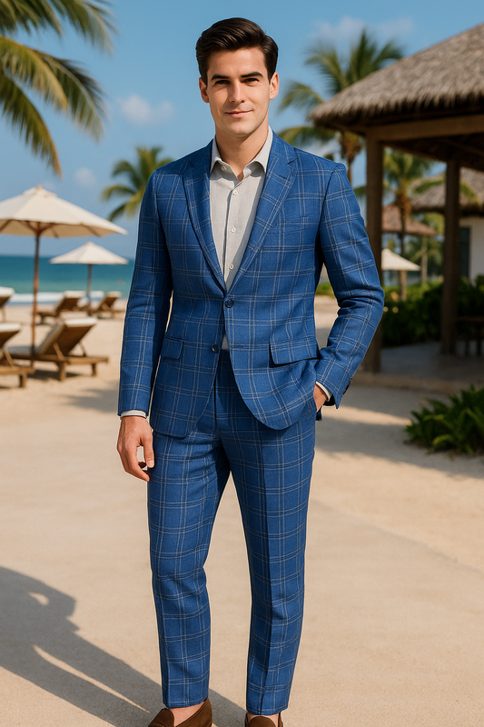 NAVY BLUE LINEN SUIT