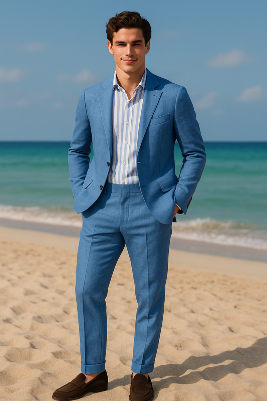 BLUE CLASSIC LINEN SUIT