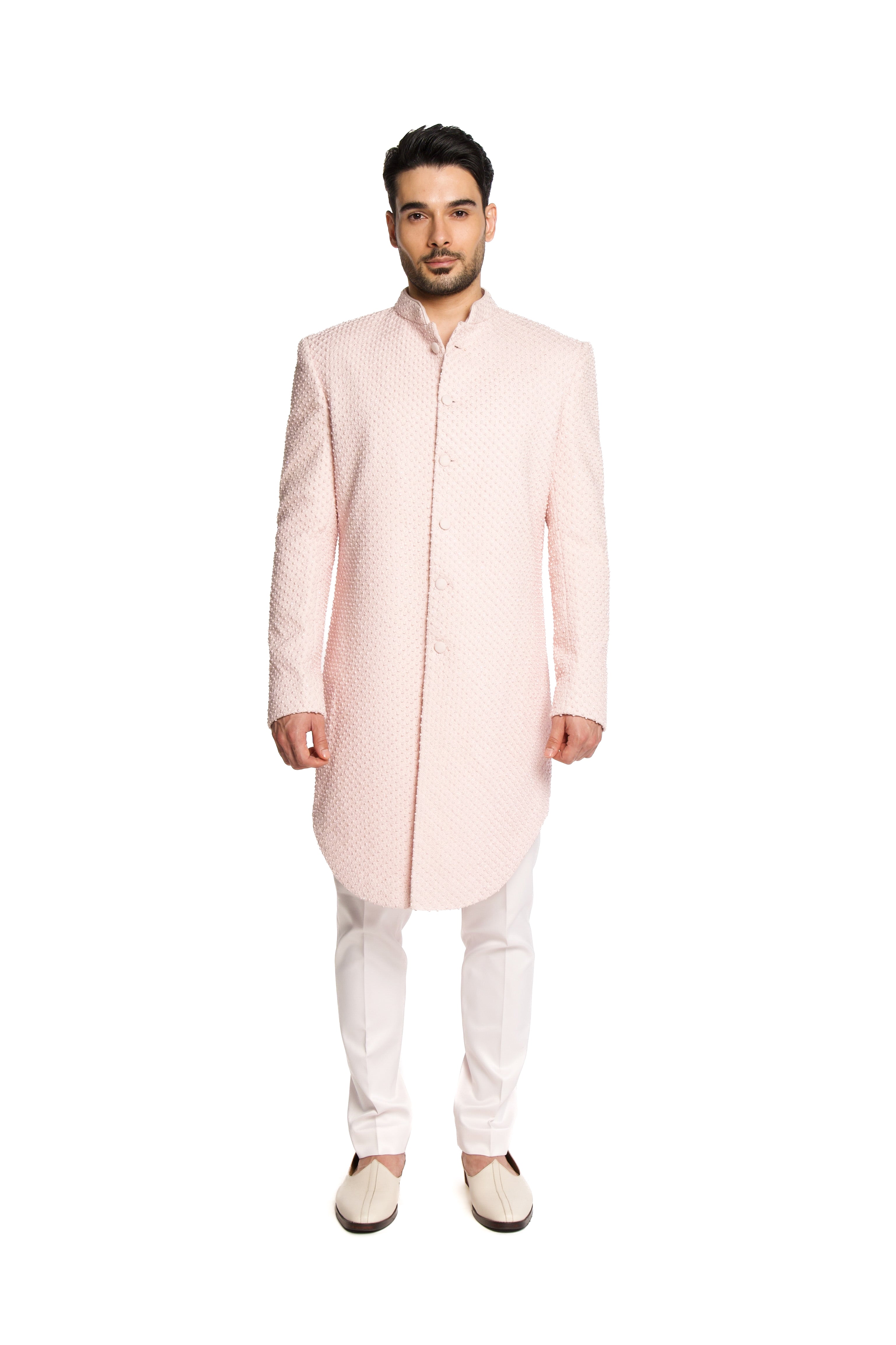 Babyhug Velvet Woven Full Sleeves Sherwani Set with Embroidery & Sequin Detailing - Black