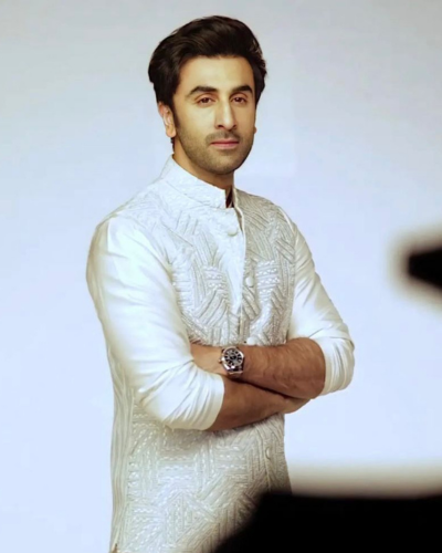 Ranbir Kapoor in AK Frozen Blue Hand Embroidered Bundi Set