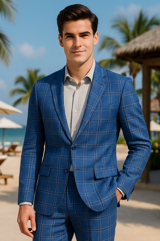 NAVY BLUE LINEN SUIT