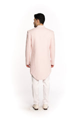 Baby Pink Embroidered Bucket Cut Sherwani Set - Arjuun Kilachand