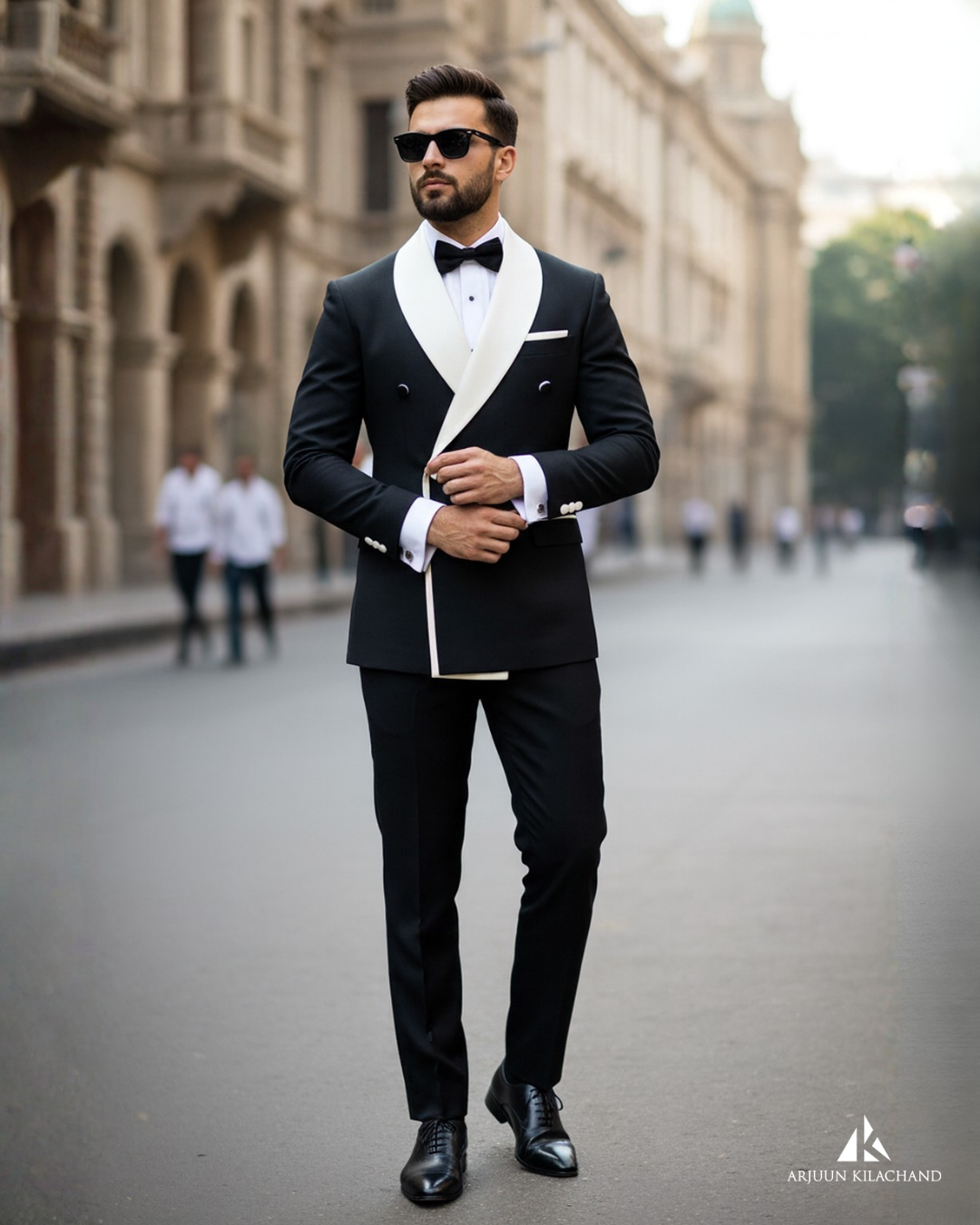 Black Double Breasted Tuxedo Suit