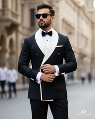 Black Double Breasted Tuxedo Suit