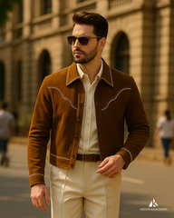 Brown Bomber Jacket Set