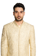 Champagne Dori Sequins Cut Dana Embroidered Sherwani Set - Arjuun Kilachand