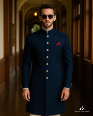 Navy Blue Classic Sherwani Set