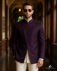 Deep Purple Bandhgala Suit