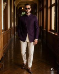 Deep Purple Bandhgala Suit