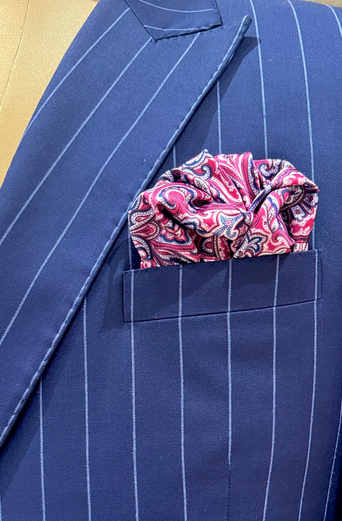 White and Blue como silk pocket square Success - Arjuun Kilachand