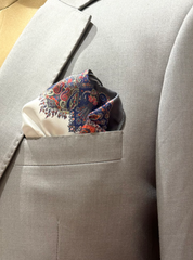 Asymetric Floral grey printed Pocket Square.