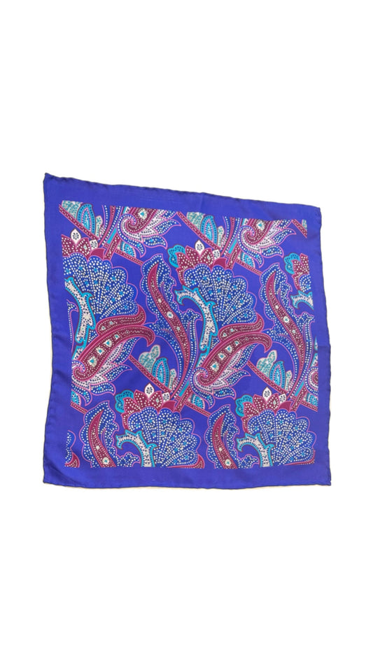 Purple multicolour printed Pocket square - Arjuun Kilachand