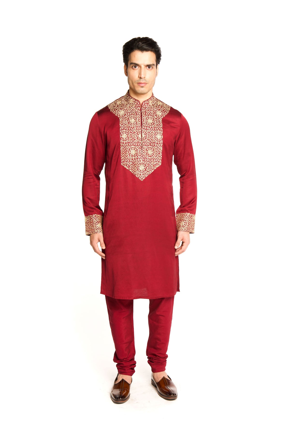 Maroon Marodi Embroidered Kurta Set - Arjuun Kilachand