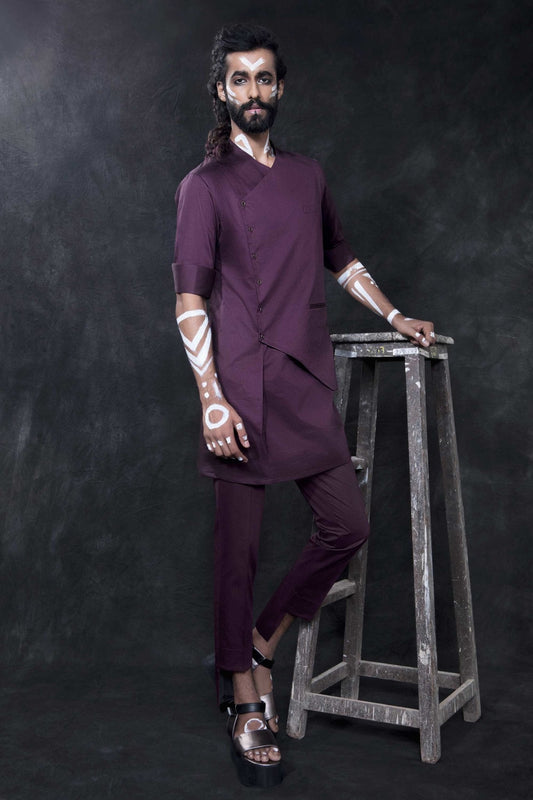 ASYMMETRICAL SANGRIA KURTA - Arjuun Kilachand