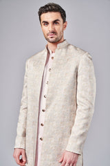 BABY PINK ALL OVER PRINTED SHERWANI SET - Arjuun Kilachand