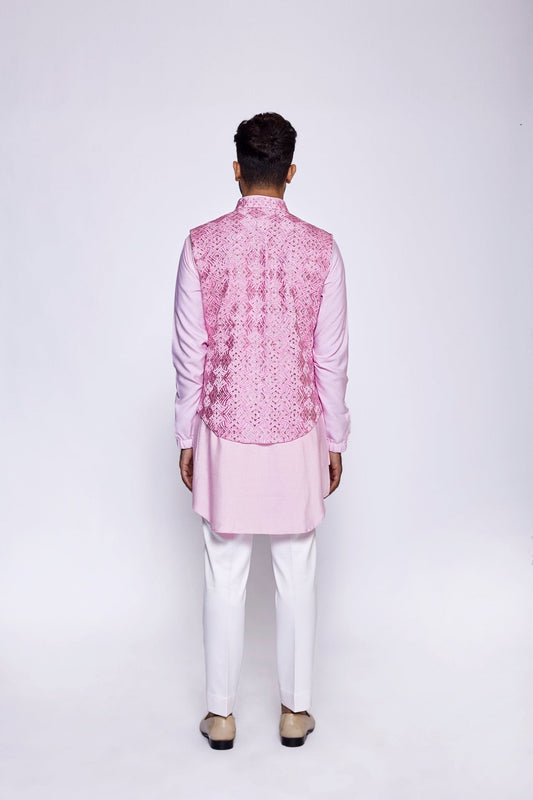 BABY PINK CONCEALED BUNDI - Arjuun Kilachand