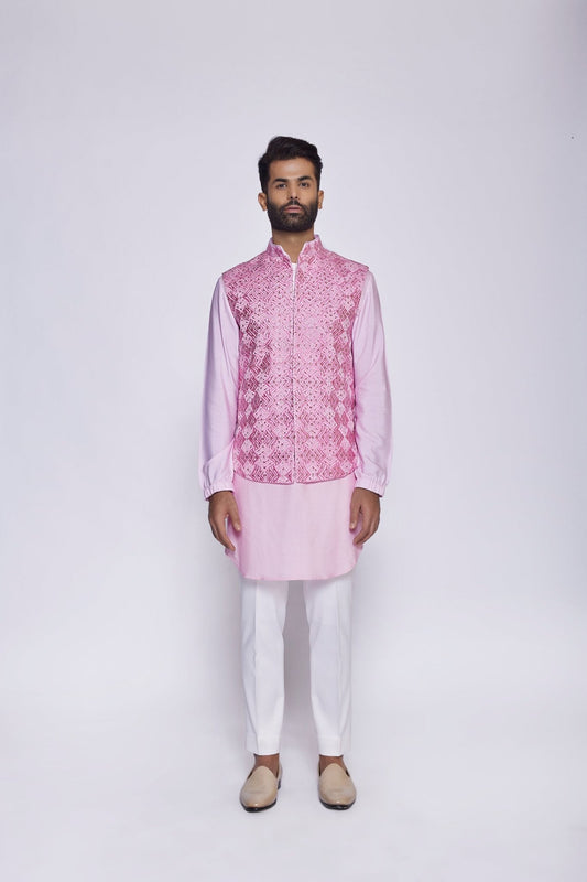 BABY PINK CONCEALED BUNDI - Arjuun Kilachand