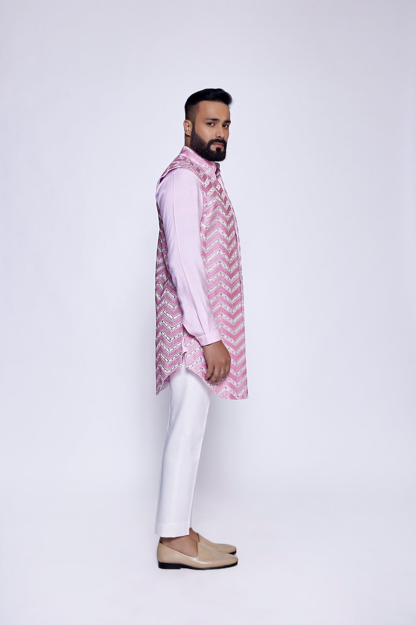 BABY PINK OPEN BUNDI - Arjuun Kilachand