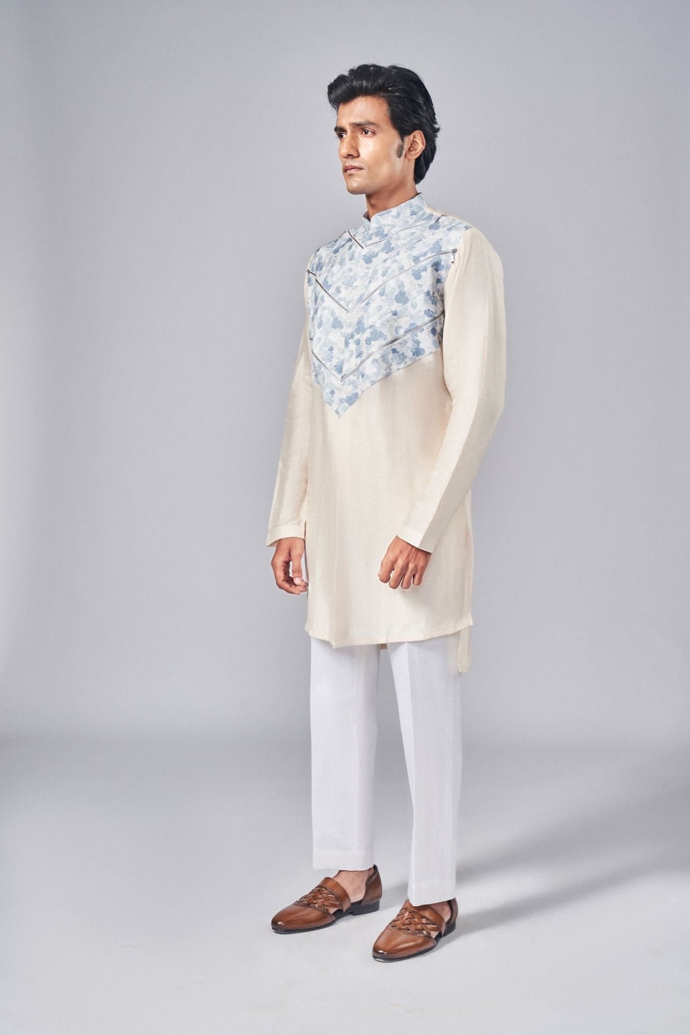 BEIGE PRINTED KURTA - Arjuun Kilachand