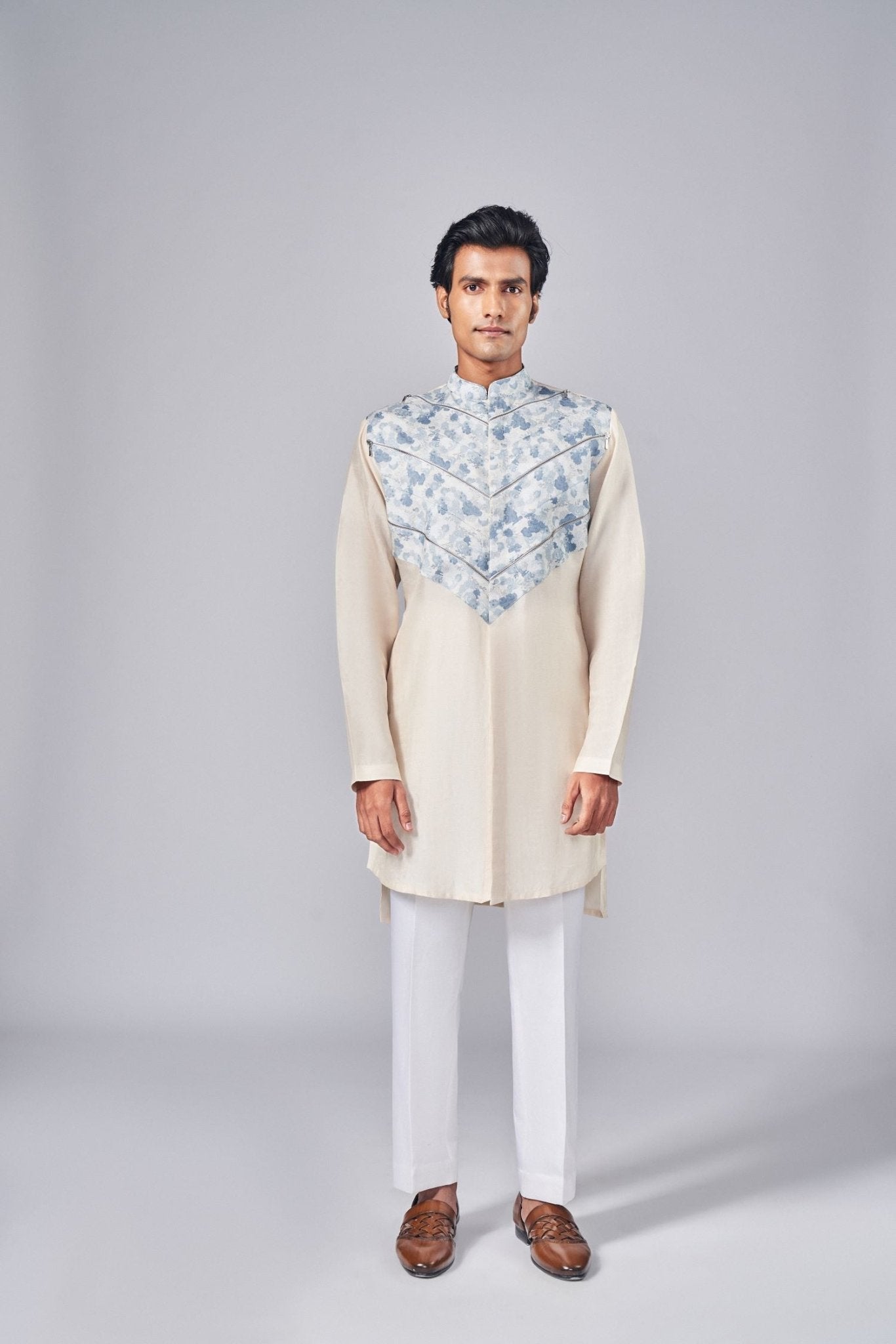 BEIGE PRINTED KURTA - Arjuun Kilachand