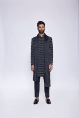 BLACK CONCEALED SHERWANI - Arjuun Kilachand