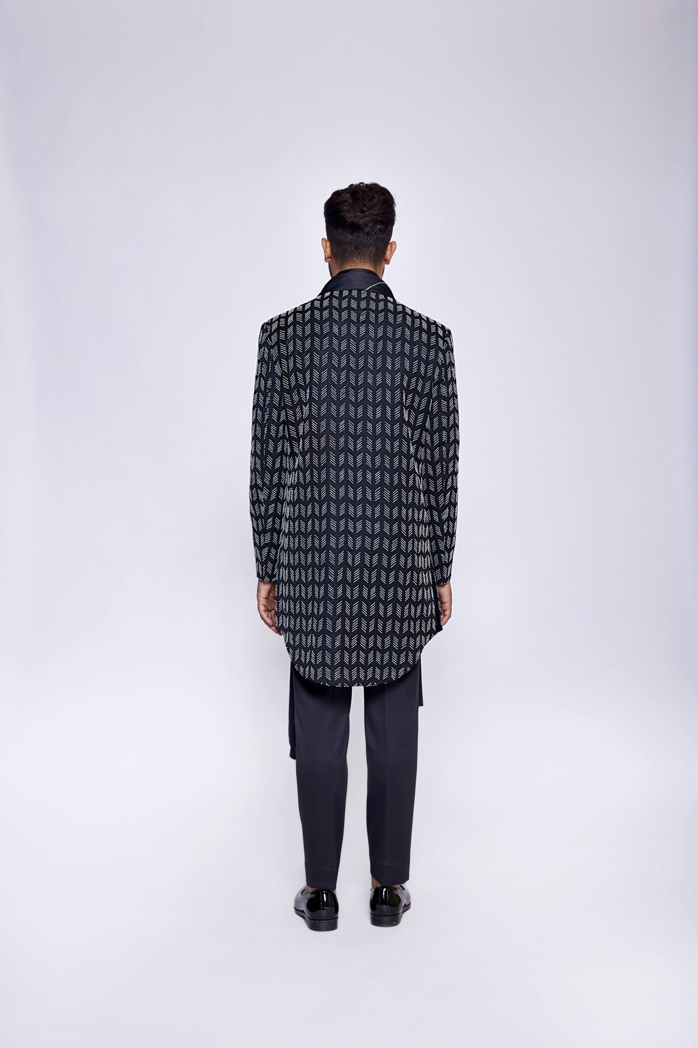 BLACK CONCEALED SHERWANI - Arjuun Kilachand