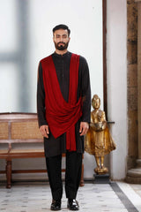 BLACK DRAPE KURTA - Arjuun Kilachand