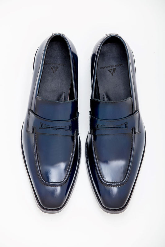 BLUE BRUSHOFF PENNY LOAFER - Arjuun Kilachand