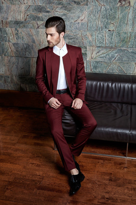 BURGUNDY VESTCOAT SUIT - Arjuun Kilachand