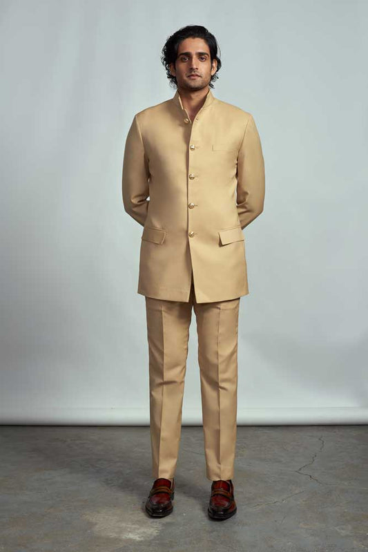 CHAMPAGNE CLASSIC BANDGALA SUIT - Arjuun Kilachand