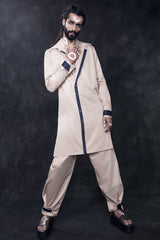 CHAMPAGNE COLOUR BLOCKED KURTA - Arjuun Kilachand