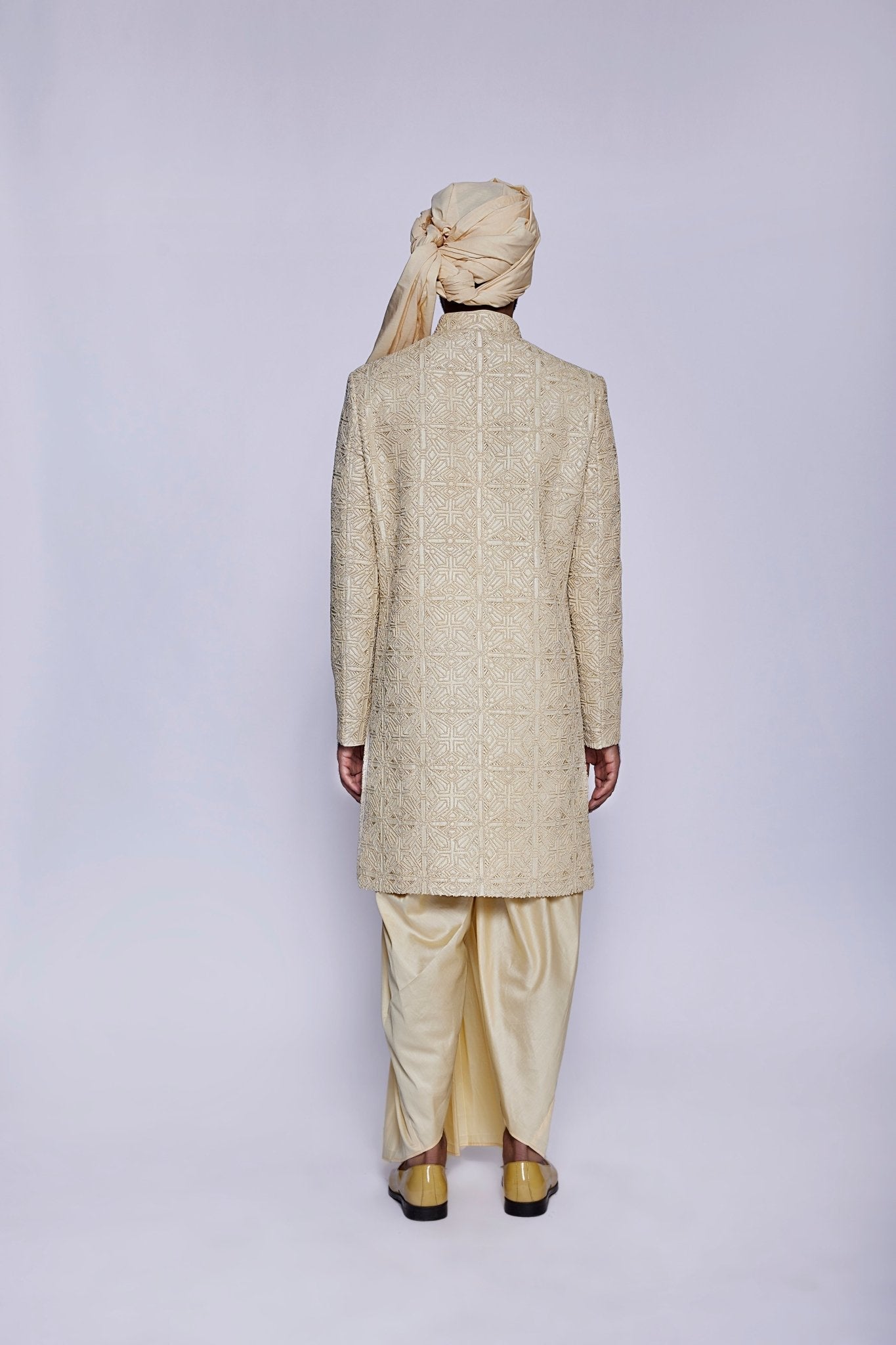 CHAMPAGNE CONCEALED SHERWANI - Arjuun Kilachand