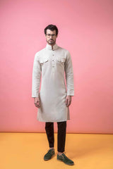 CHAMPAGNE HIGH NECK KURTA - Arjuun Kilachand