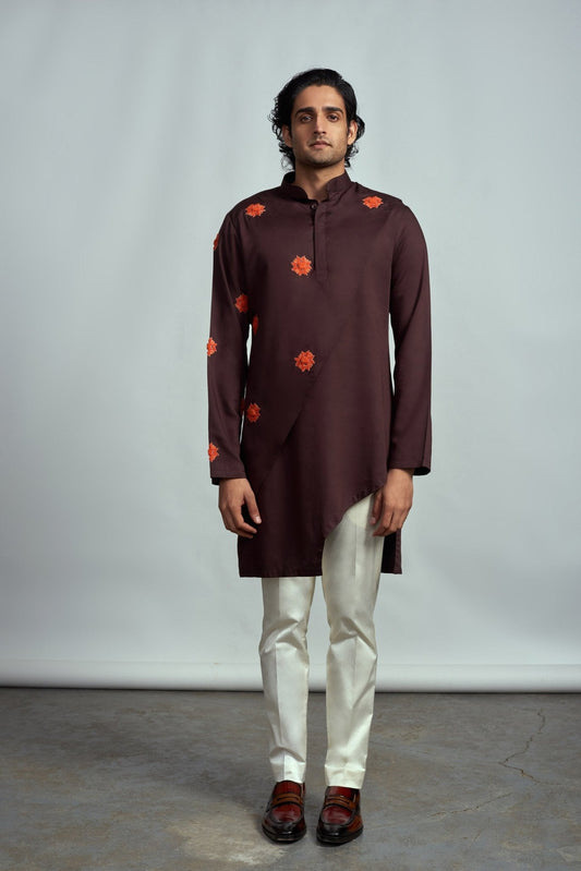 COCOA FRACTAL MOTIF EMBROIDERED KURTA - Arjuun Kilachand