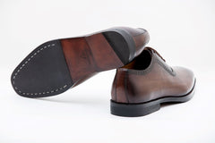 DARK TAN DERBY SHOES - Arjuun Kilachand