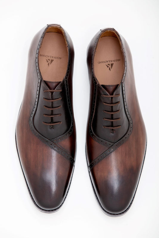 DARK TAN DERBY SHOES - Arjuun Kilachand