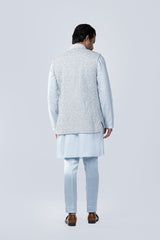 FROZEN BLUE HAND EMBROIDERED BUNDIS SET - Arjuun Kilachand