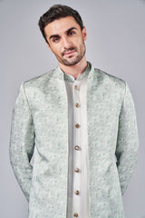 IVORY ALL OVER PRINTED FUSION JACKET SET - Arjuun Kilachand