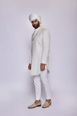 IVORY EMBROIDERED SHERWANI - Arjuun Kilachand