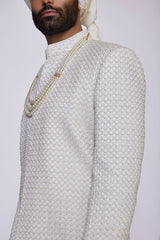 IVORY EMBROIDERED SHERWANI - Arjuun Kilachand