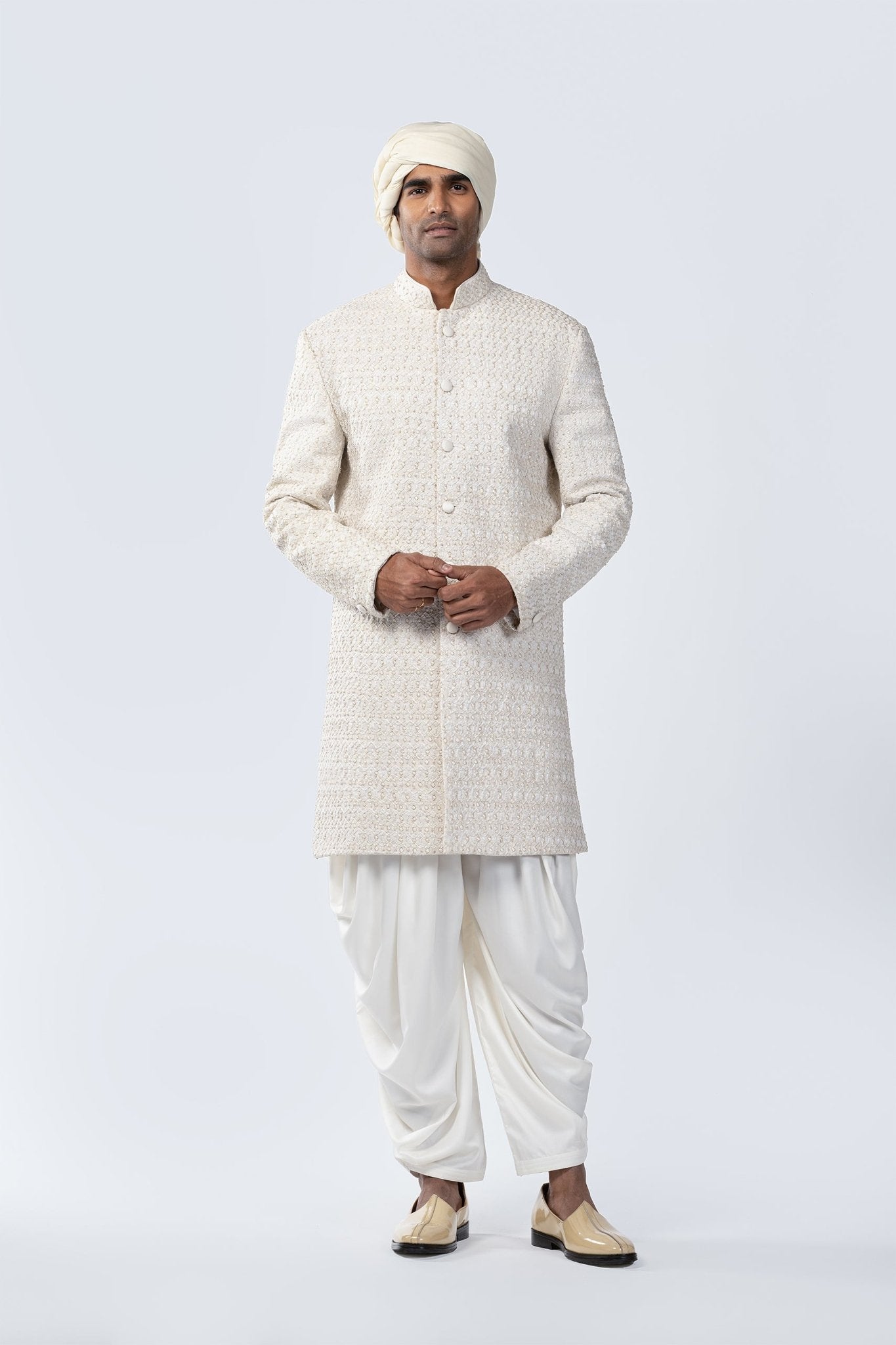 IVORY HAND EMBROIDERED SHERWANI - Kilachand Retail Private Limited