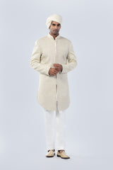 IVORY HAND EMBROIDERED SHERWANI - Arjuun Kilachand