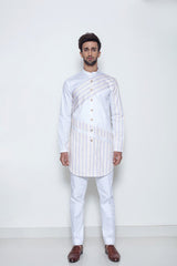 IVORY NEON THREADWORK KURTA - Arjun Kilachand