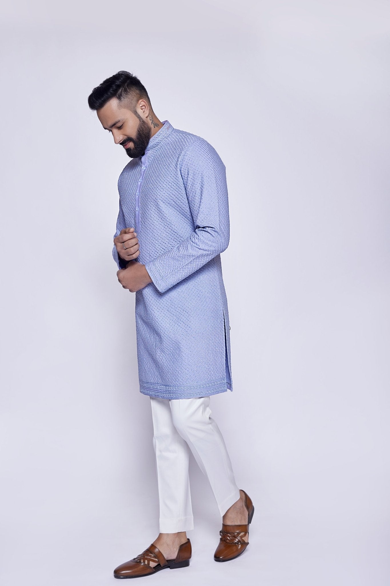 LAVENDER EMBROIDERED KURTA - Arjuun Kilachand