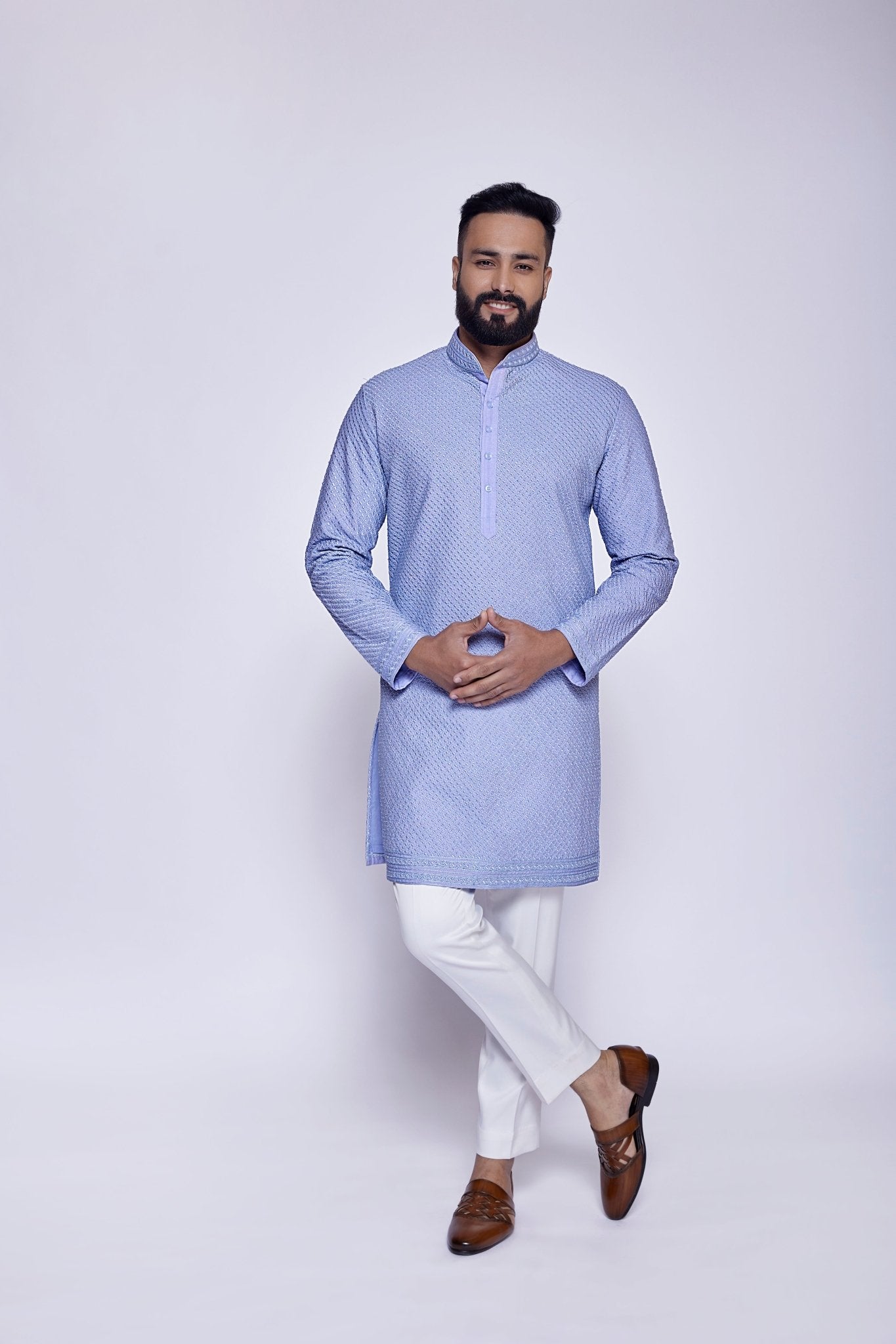 LAVENDER EMBROIDERED KURTA - Arjuun Kilachand