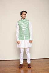 LIME GREEN BUNDI SET - Arjuun Kilachand