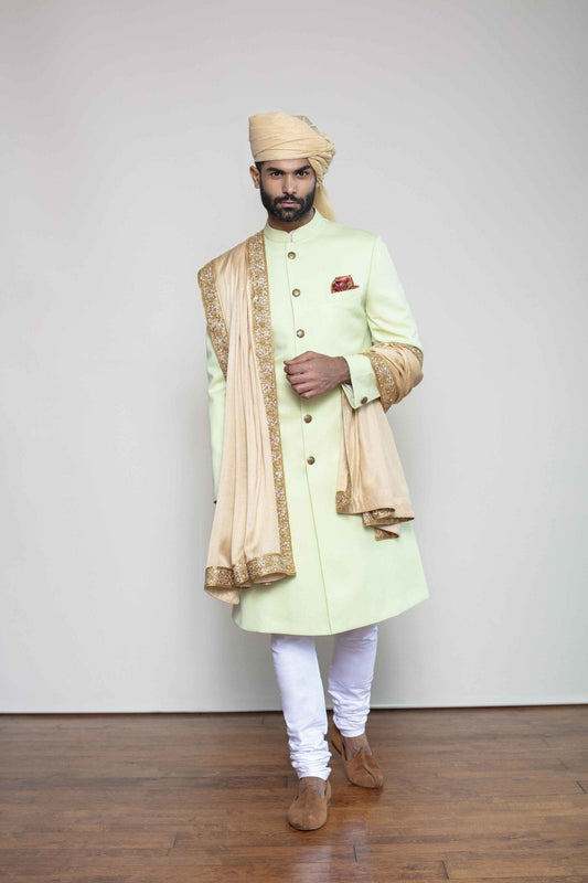 LIME GREEN SHERWANI - Arjuun Kilachand