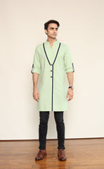 LIME GREEN STRIPE KURTA - Arjuun Kilachand