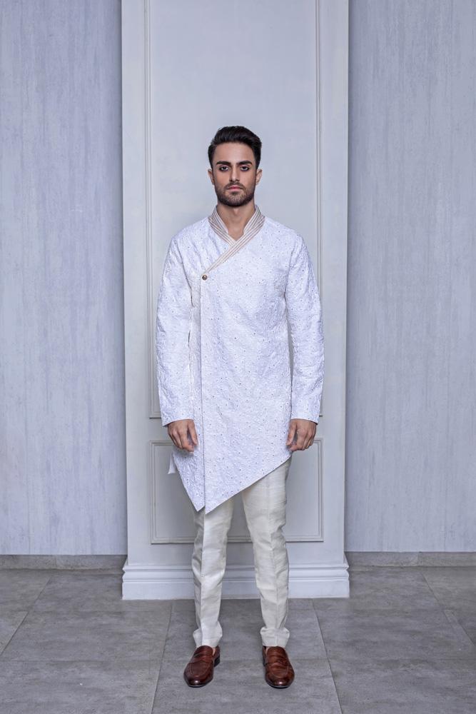 MACAROON COTTON LINEN KURTA - Arjun Kilachand