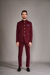 MAROON BANDGALA SUIT - Arjuun Kilachand